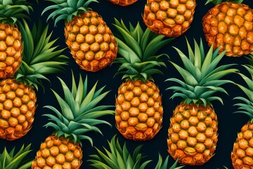 Seamless design with ripe pineapples, perfect for wallpaper or fabric