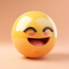 Fototapeta premium Chuckling Emoticon 3D Icon Depict a yellow emoticon with a subtle chuckle, AI Generative