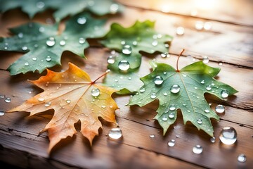 Nature leaves background with watercolor design