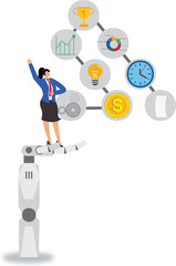 Artificial intelligence hand with business person