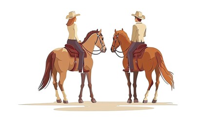 Two people on horses, one of which is facing the other