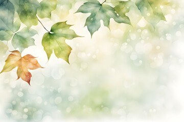 Obraz premium Nature leaves background with watercolor design