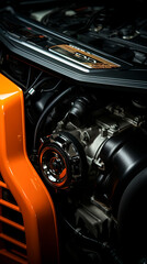 Controlled studio lighting accentuates the precision of the customized intake manifold in high-performance vehicles