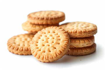 a stack of cookies sitting on top of a white surface