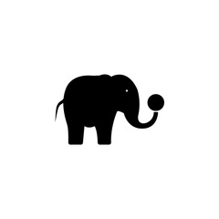 Circus Elephant Balancing on Ball flat vector icon. Simple solid symbol isolated on white background. Circus Elephant Balancing on Ball sign design template for web and mobile UI element
