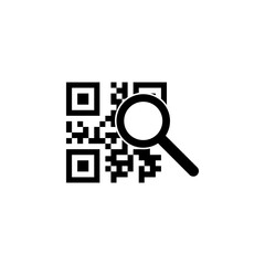 QR Code and Magnifying Glass, Search flat vector icon. Simple solid symbol isolated on white background. QR Code and Magnifying Glass, Search sign design template for web and mobile UI element