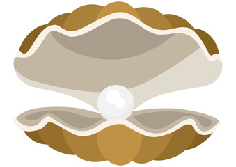 Sea clam shell with pearl