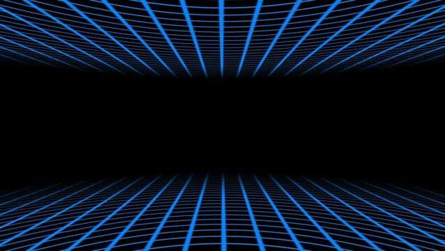 Looped sliding grid tunnel background in blue color. Perfect for motion graphic projects.
