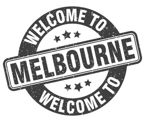 Welcome to Melbourne stamp. Melbourne round sign