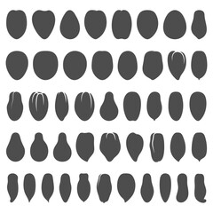Set of black and white illustrations with tomatoes. Isolated vector objects on white background.