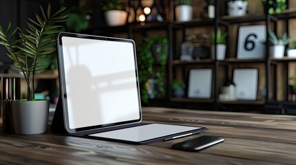 Tablet with blank screen. Perfect for presentation of website design and mockup.