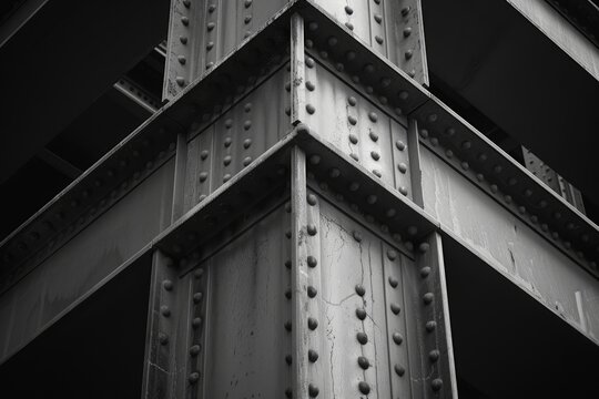 Fototapeta A black and white photo of a steel structure.