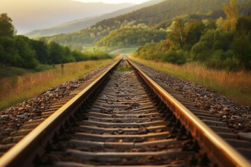 Fototapeta premium railway in autumn - Created with Generative AI Technology. Beautiful simple AI generated image in 4K, unique.