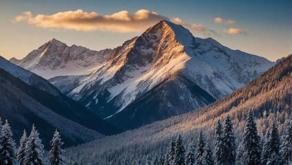 Mountain Majesty, HD Wallpaper Captures the Serene Beauty of Winter in the Mountains