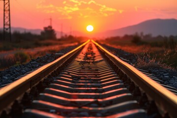 Fototapeta premium railway in autumn - Created with Generative AI Technology. Beautiful simple AI generated image in 4K, unique.