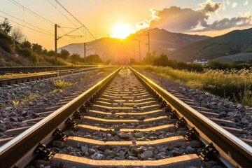 Obraz premium railway in autumn - Created with Generative AI Technology. Beautiful simple AI generated image in 4K, unique.