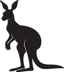 Kangaroo Silhouette Vector Illustration White Background