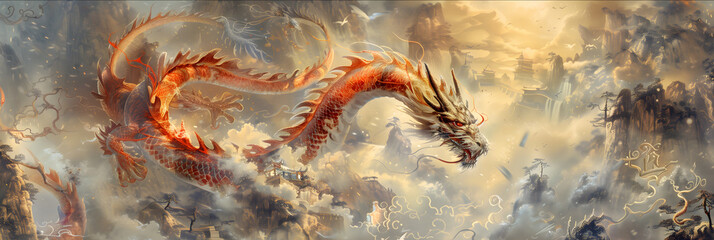 Background dragon auspicious pictures, wealth, good sales, attract people - Powered by Adobe