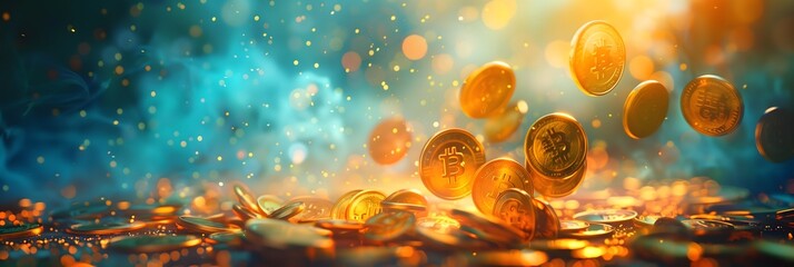 Background image wallpaper coins falling from the sky