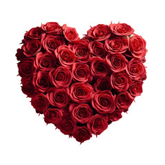 Heart made of beautiful red roses isolated on transparent background