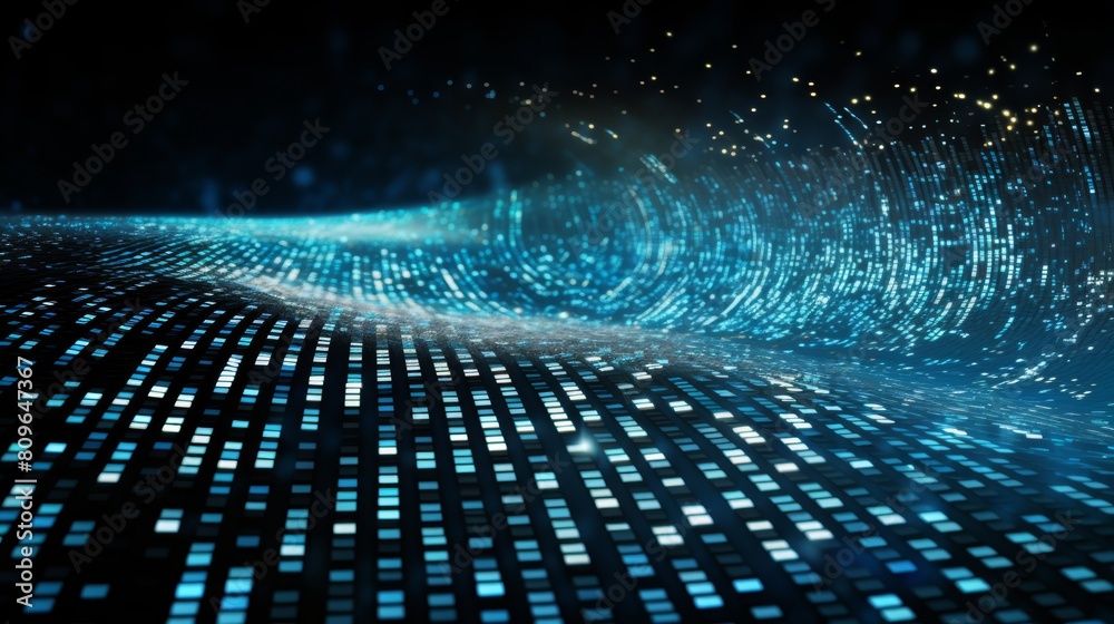 Leinwandbilder A binary code sequence flowing like a river of data, representing the digital language that powers our world.