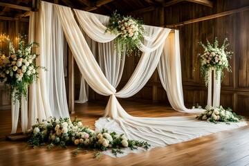Wedding event curtain background with elegant decoration