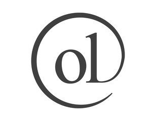 OL logo from two letter with circle shape email sign style. O and L round logotype of business company