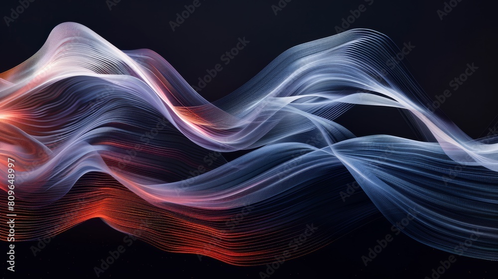Poster A captivating flow of data streams, represented by elegant lines and curves that gracefully intertwine and converge.