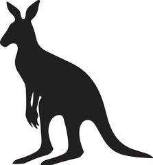 Kangaroo Silhouette Vector Illustration White Background