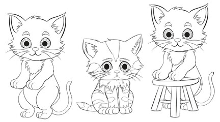 Three cute kittens in various playful poses