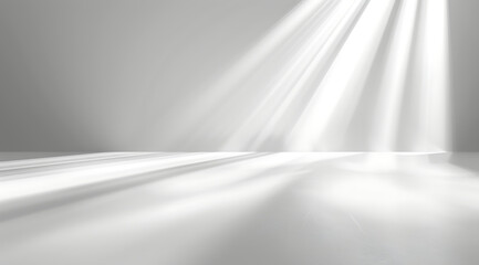 white empty room background with light rays, soft and smooth gradient light, bright, minimalist style, simple design