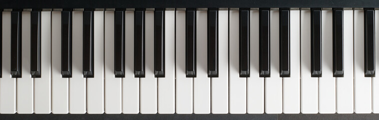 Piano keys seen from above.