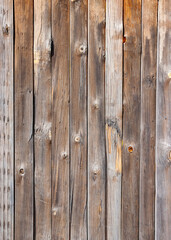 Wooden wall with knots in front and vertical view