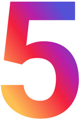 Instagram Gradient Digit Five Number Five - 5 Bold and Rounded Number for Instagram Posts