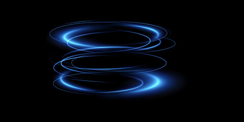 Light neon Twirl. Curve light effect of neon line. Luminous blue circle. Light pedistal, podium, platform, table. Vector PNG. Vector illustration