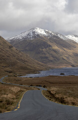 Snow capped mountains in the Connemara, Ireland