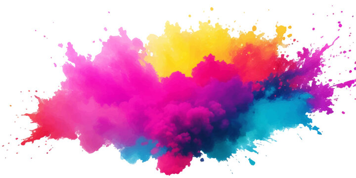 Multicolor powder explosion on White background. Colored cloud. Colorful dust explode. Paint Holi. colorful rainbow Holi paint color powder explosion with bright colors isolated white background