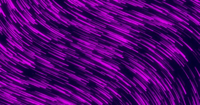 curve wavy particle lines moving and flowing in one direction. Abstract purple color particles line moving in curve in one direction. Seamless looped motion graphics background.