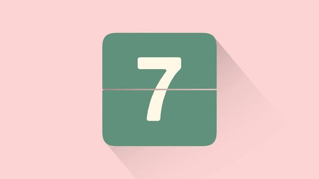 10 Second Flat Design Flip Clock Countdown Pastel Pink Background