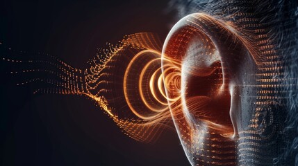 How loud sounds affect the human ear. The structure and function of the sound speaker. - obrazy, fototapety, plakaty
