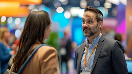 Job Candidate Engaging with Recruiter at Career Expo