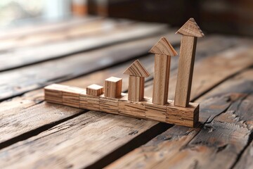 Step-by-Step Growth Graph with Stairs Arrows - Visual Strategy for Achieving Incremental Business Success. Beautiful simple AI generated image in 4K, unique. - Powered by Adobe