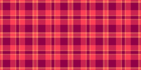 Uk tartan plaid check, furniture textile seamless texture. Skirt fabric vector background pattern in red and pink colors.