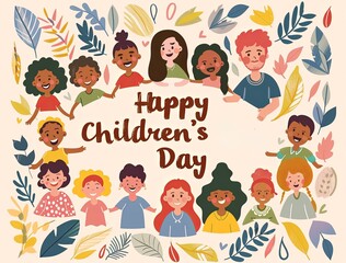 Obraz premium Happy childrens day abstract illustration
