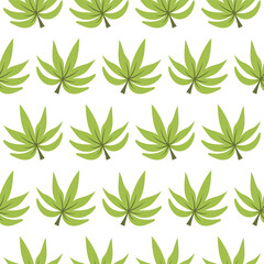 Tropical green leaves Seamless pattern. Jungle Plants repeat Abstract Vector Pattern isolated on White Background. Summer pattern for textile, paper and fabric print