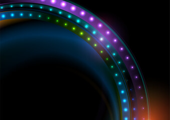 Colorful glowing shiny wavy circles with sparkling lights abstract background. Vector design