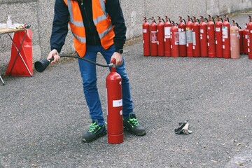 corporate safety - exercise during a firefighting course