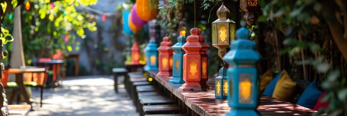 Traditional vibrant lanterns illuminate a quaint alley, invoking a sense of cultural celebration