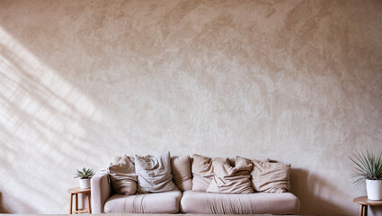 beige sofa, simple beige wall
