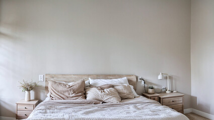 White bed, colored cloth Decorate your bedroom in a modern Scandinavian style.